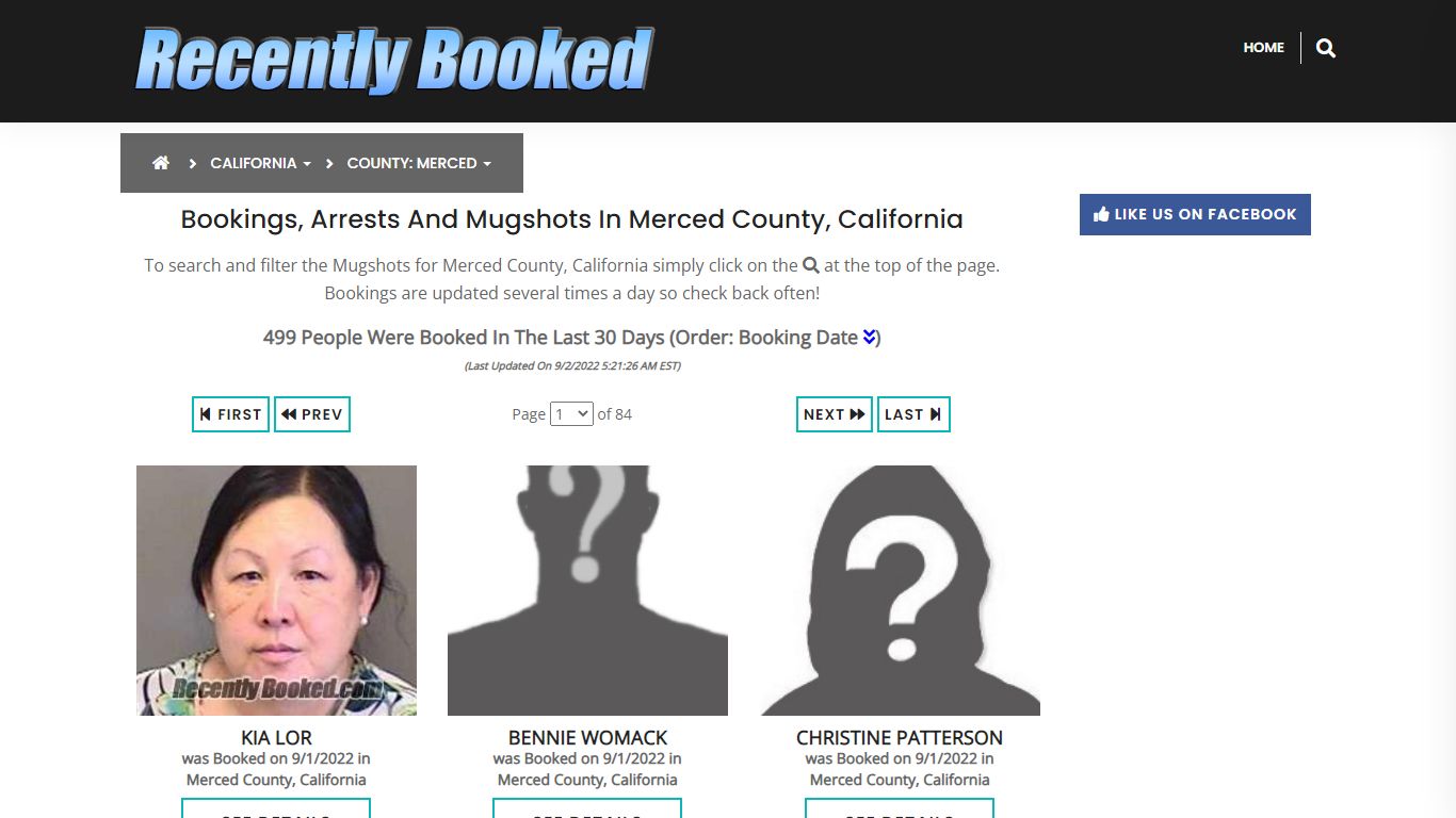 Recent bookings, Arrests, Mugshots in Merced County, California